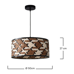 Suspension en bambou tressé marron et noir 50 cm - Phil