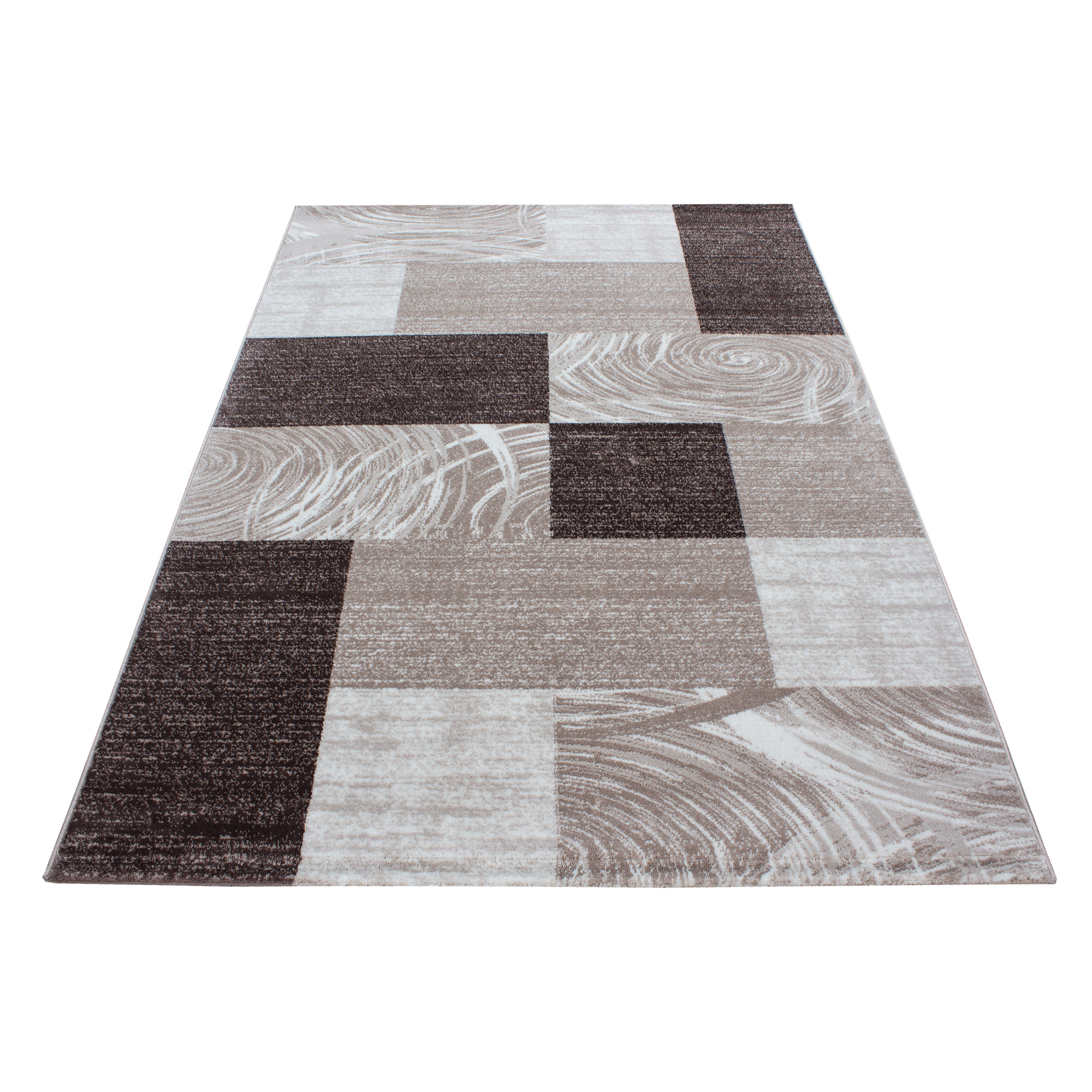 PARMA - Tapis à poils ras à motif géométrique marron - PAR9220MAR