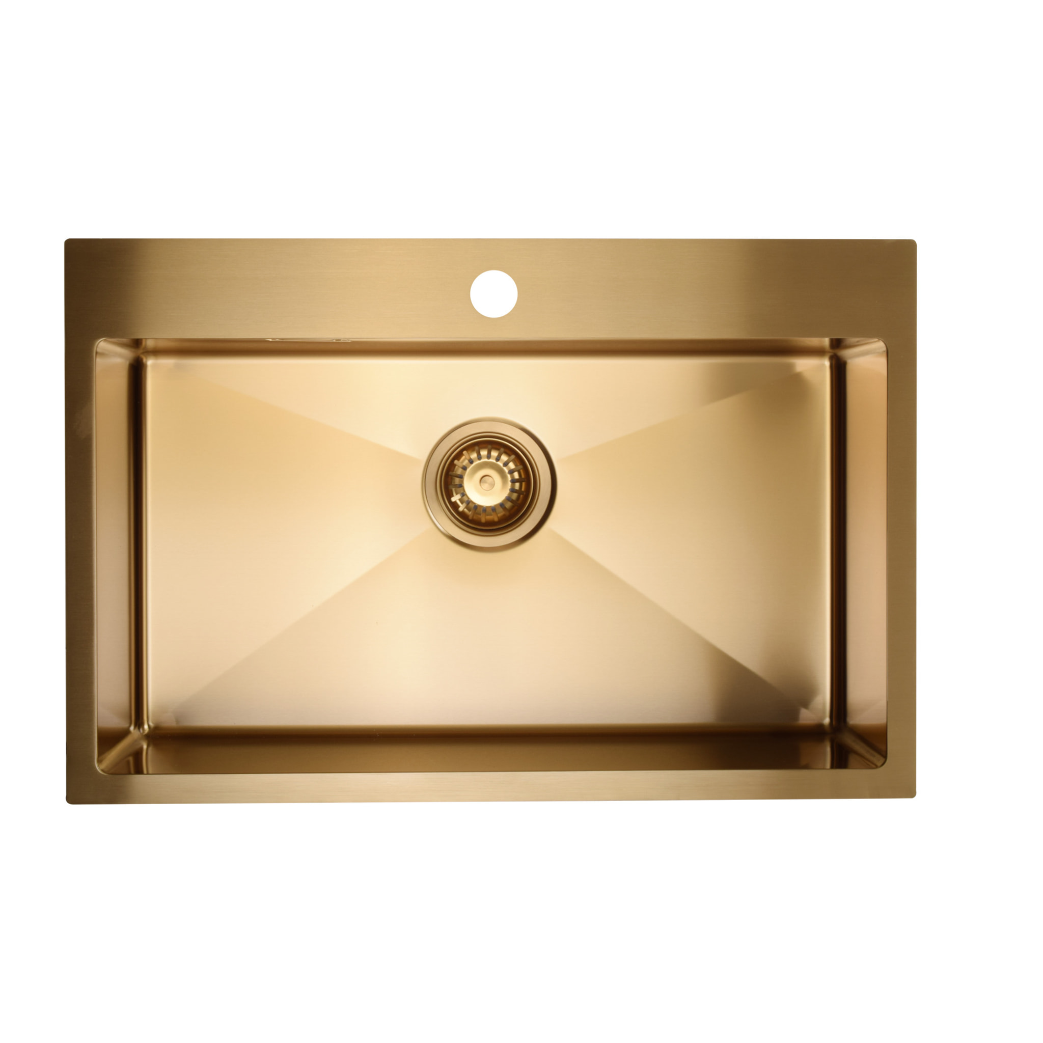 Timeless Évier de cuisine encastrable inox 304, 1 bac , 68x45x21 cm, Or brossé PVD