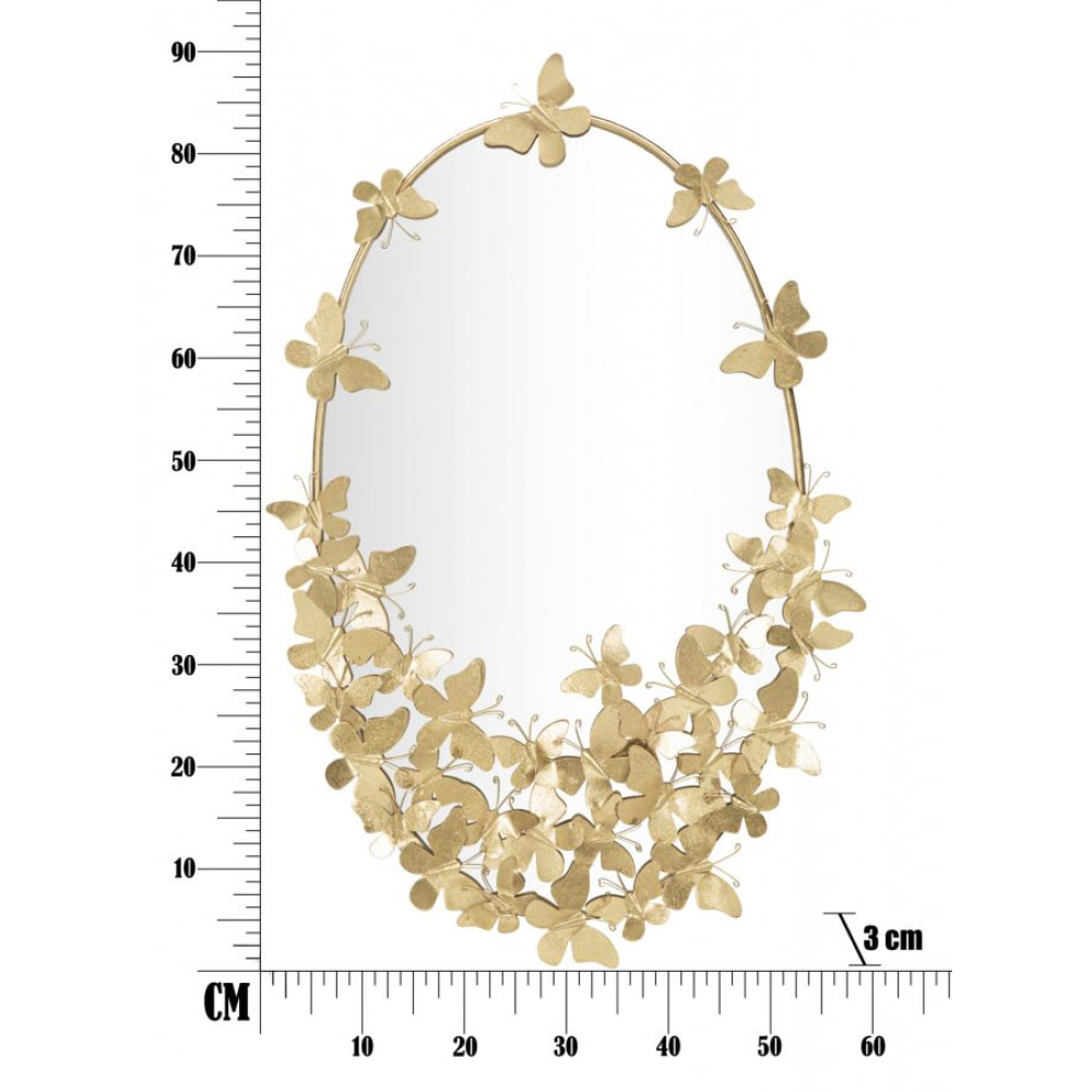 SPECCHIO GLAM OVAL BUTTERFLY CM 59X3X89,5 (MISURA SPECCHIO CM 46X78)