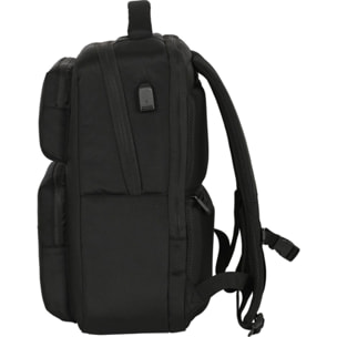 Mochila 2 bolsillos portatil 15,6+usb real madrid premium