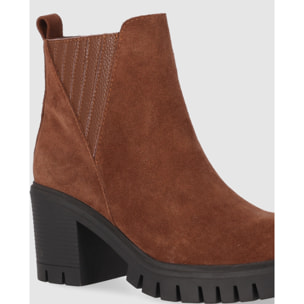 Botines de Piel - Marron - Tacón: 5 cm