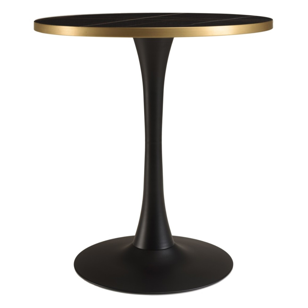 ICARE - Ensemble n°3: table bistrot D70cm en céramique marbré noir