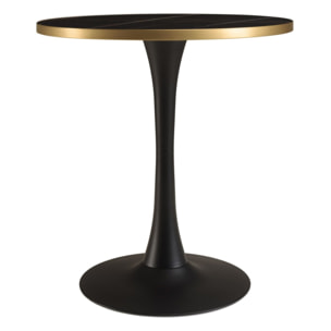 ICARE - Ensemble n°3: table bistrot D70cm en céramique marbré noir