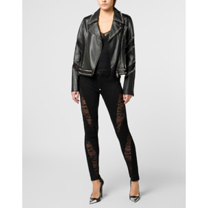 PHILIPP PLEIN Biker Jacket with Lace Inserts