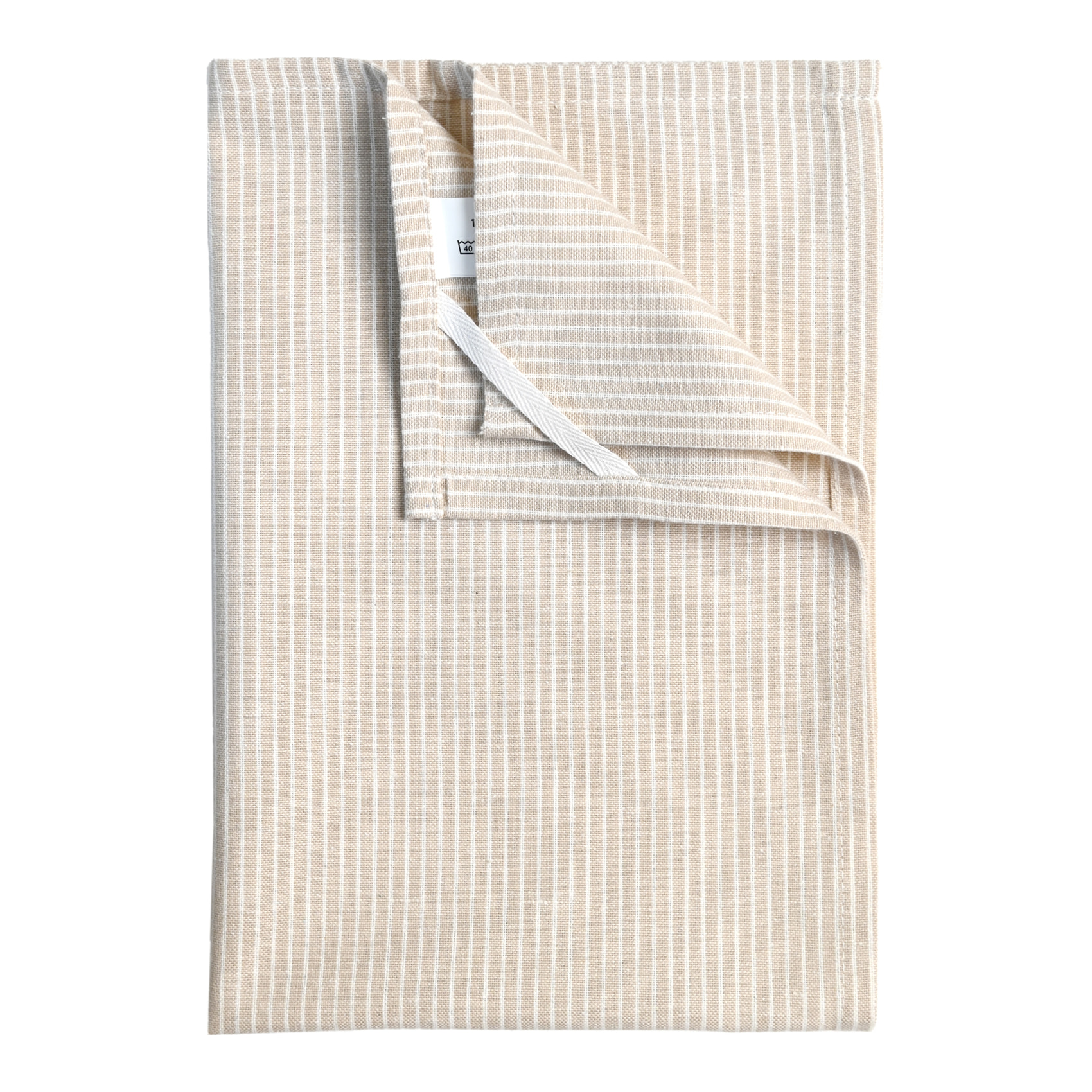 Torchon de cuisine en coton à fines rayures tissées - Beige