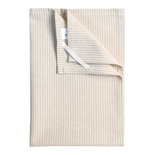 Torchon de cuisine en coton à fines rayures tissées - Beige