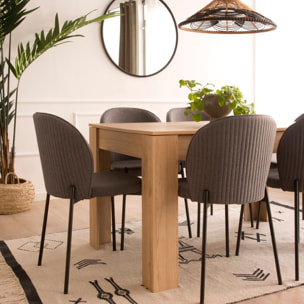 Table à manger extensible Selena -bois d'ingénierie, effet orme et orme blanchi-couleur noix naturelle 140 x 74 x 90 cm