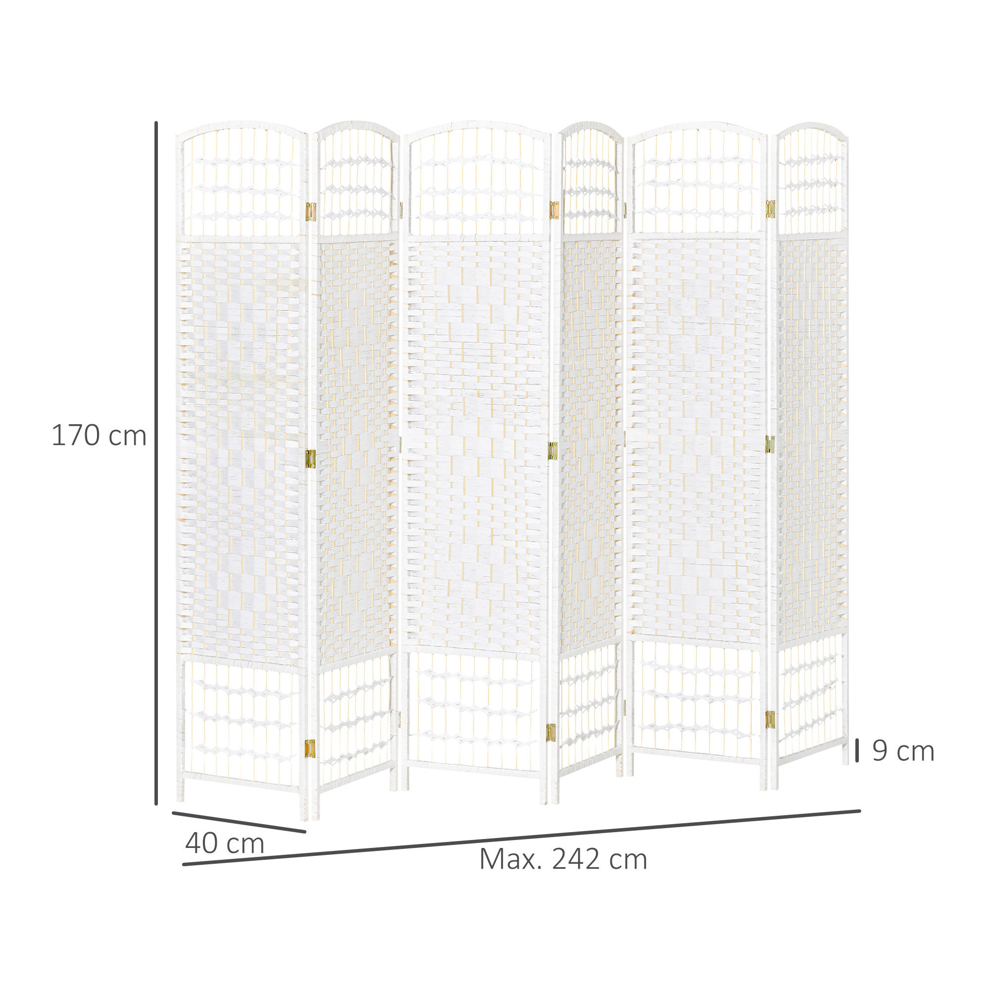 Biombo de 6 Paneles Separador de Ambientes Plegable 242x170 cm para Dormitorio