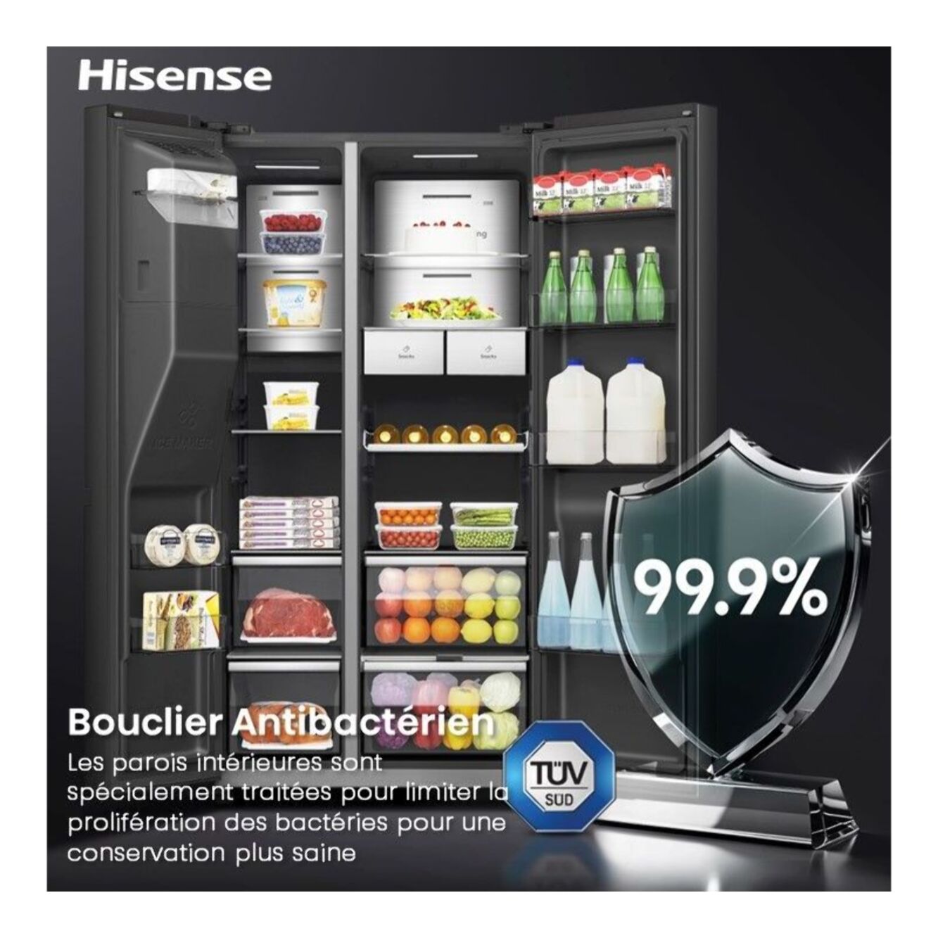 Réfrigérateur Américain HISENSE RS9P628GPFE smart screen
