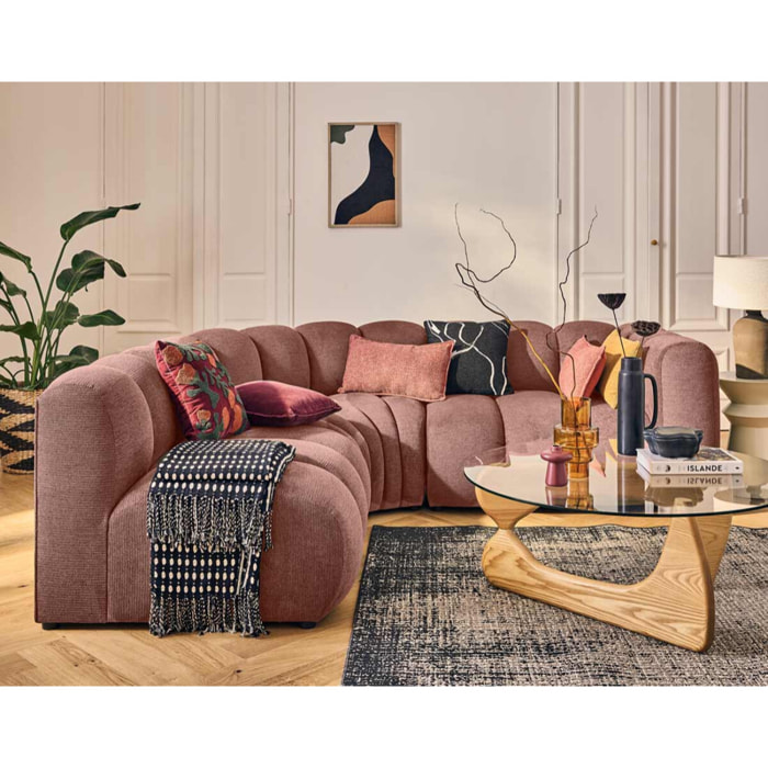 Debbie - module d'assise droit en tissu texturé - Rose