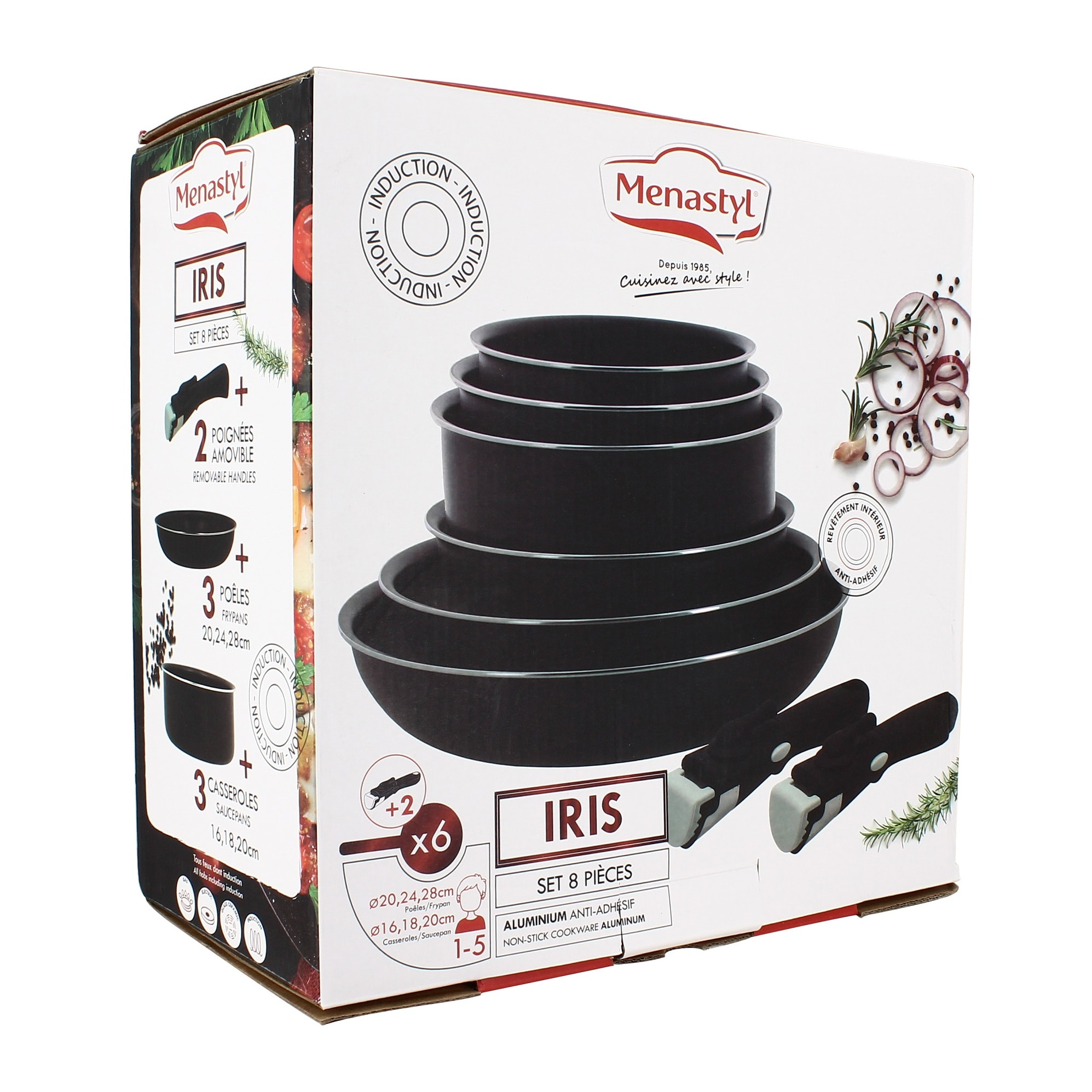 Batterie de cuisine 8 pièces aluminium - tous feux IRIS