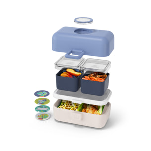 Lunch box à compartiments pour enfant Tresor 800ml Bleu/Crème