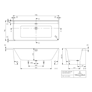 Baignoire droite murale 180 x 80 Collaro vidage blanc