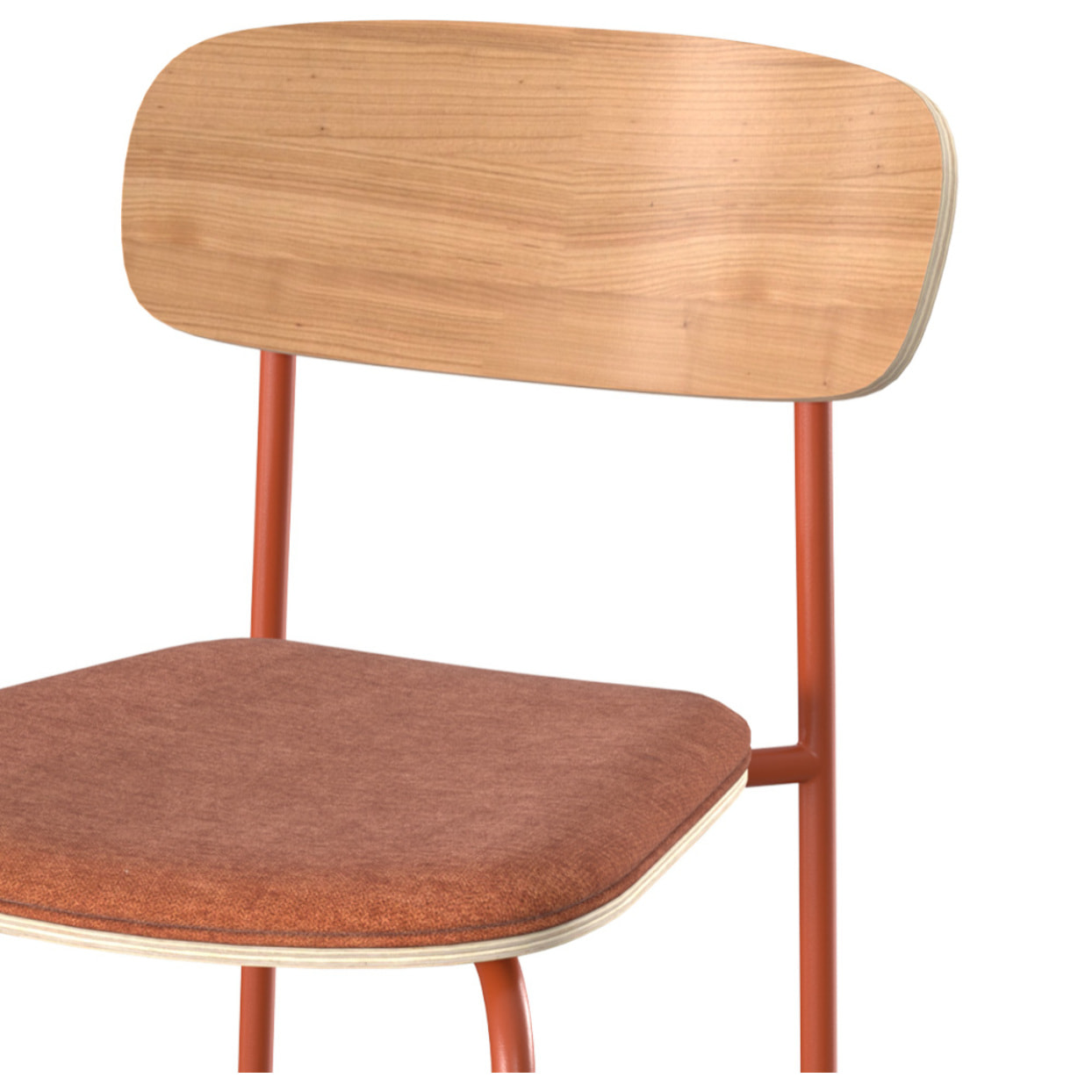 Lot de 2 chaises en bois clair et tissu terracotta - Alba