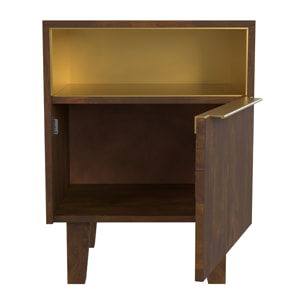 Table de chevet en bois et métal, 1 tiroir et 1 porte  - Taiko