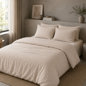 Housse de couette 100% gaze de coton lavé ecru naturel