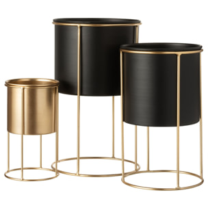 J-Line cache-pot Sur Pied - métal - noir - large - Ø 18 cm