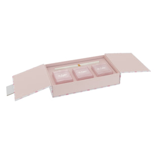 J-Line huile parfumée + bâtons Je T'aime - Mimosa & Rose - verre - rose - boîte de 3