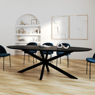 Table ovale 10 personnes en bois de teck recyclé noir 240 cm - Sparo