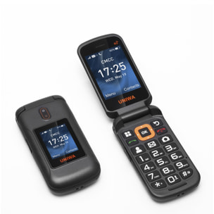 DAM Mini telefono per anziani  V909T, 4G. Schermo da 2,8''. Fotocamera posteriore Tasto SOS. 5,6x2,2x11cm. Colore nero