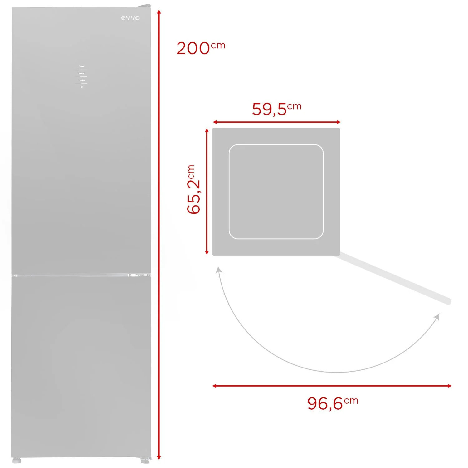 Frigorífico Combi EVVO F60B Glass, 247 l + 94 l, Negro
