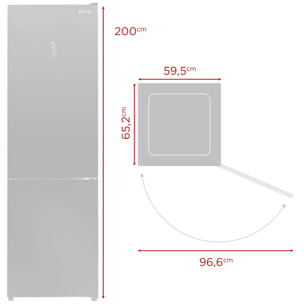 Frigorífico Combi EVVO F60B Glass, 247 l + 94 l, Negro