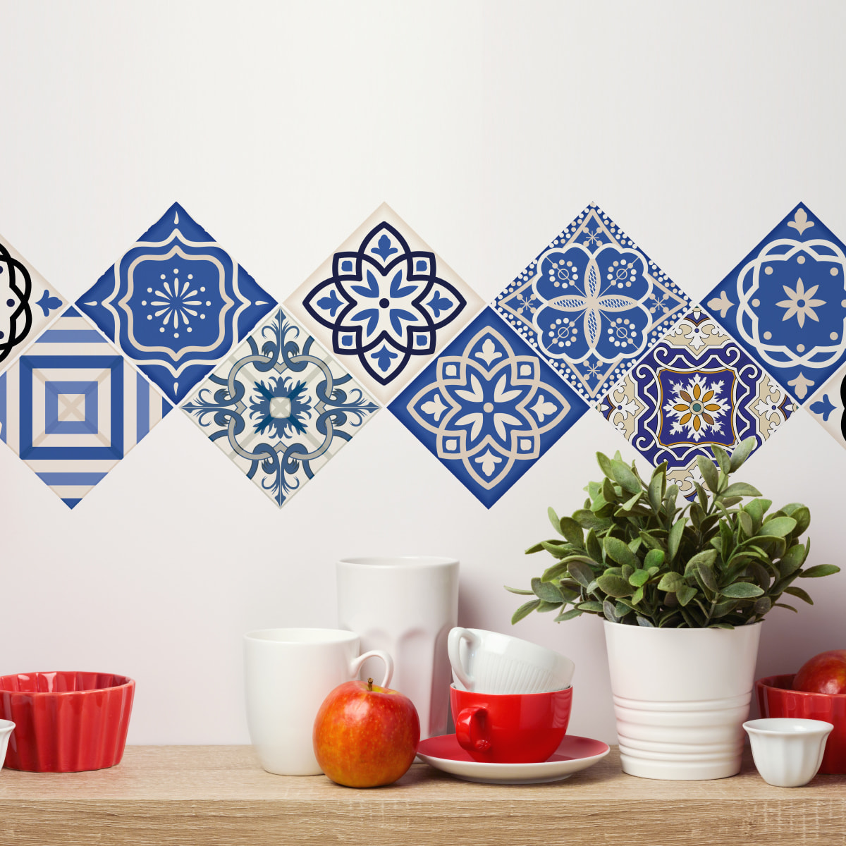 Stickers muraux - Sticker Mural Carrelage adhésif Cuisine Salle de Bain - 9 STICKERS CARRELAGES AZULEJOS CAMILA