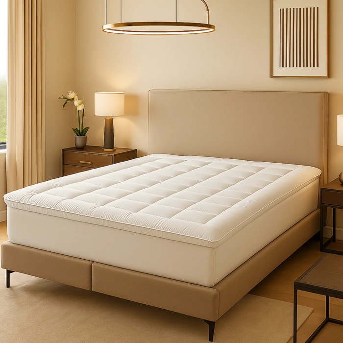 Surmatelas Cosy | 100% microfibre | sangles de maintien | moelleux