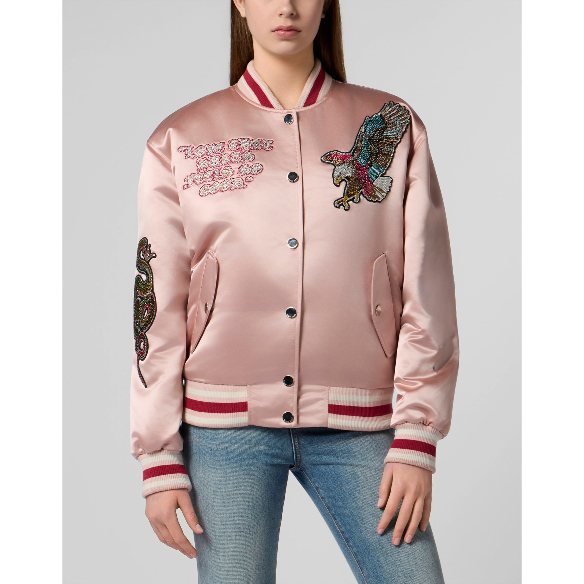 PHILIPP PLEIN Oversized Bomber Patches Strass