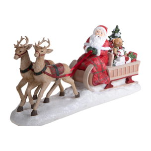 Babbo natale su slitta con daini - Pezzi 1 - ROSSO - Bianchi Dino SpA