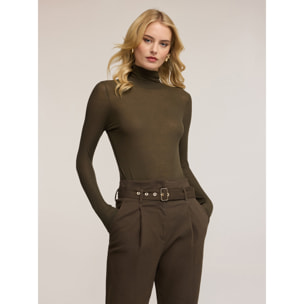 Motivi - Body a coste misto cachemire - Verde militare