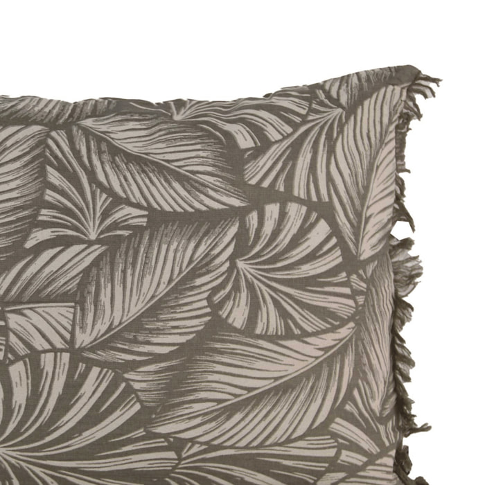 Coussin motif feuilles exotiques - Taupe