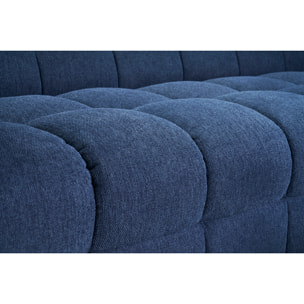 Canapé design 3 places en tissu effet velours texturé bleu foncé CORTO