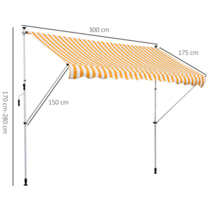 Toldo Portá¡til Balcón Plegable de Aluminio 3x1.5m Amarillo