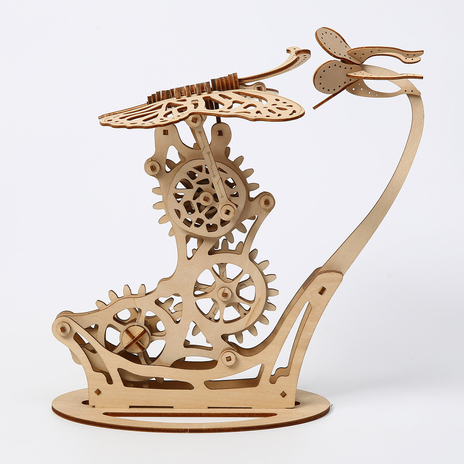 Modello in Legno 3D, design della Farfalla con movimento meccanico. 138 pezzi.