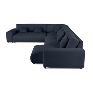 Garance - canapé modulable d'angle gauche - 8 places - en velours côtelé - Bleu nuit