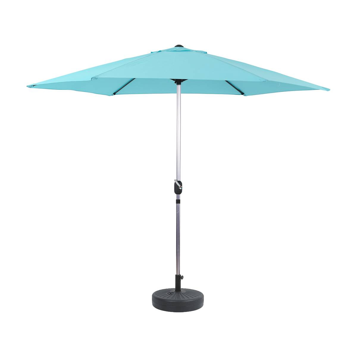 Parasol jardin droit Alu "Sol" - Rond - Ø 3m - Bleu - Avec pied à lester