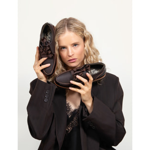 Zapatos de Piel - Marron - Tacón: Bajo