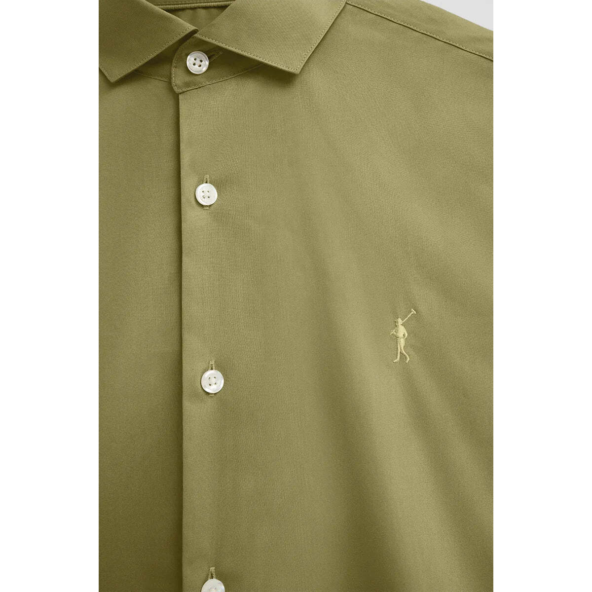 Camisa verde hoja de corte slim con logo Rigby Go