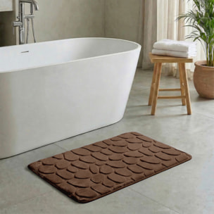 Tapis de bain Microfibre PEBBLE Marron Chocolat MSV