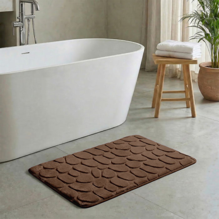 Tapis de bain Microfibre PEBBLE Marron Chocolat MSV