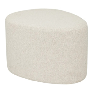 Pouf galet bouclette Estria blanc ivoire 47x38cm