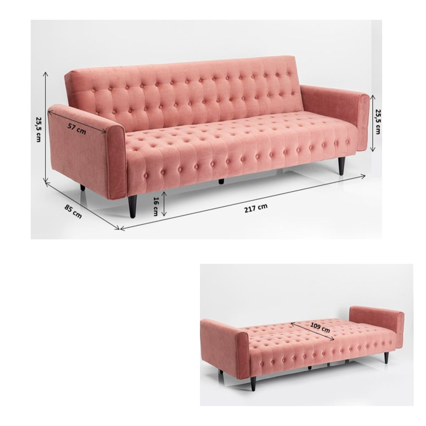 Canapé-lit Milchbar velours rose Kare Design