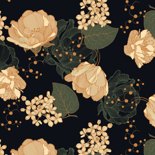Papier peint, black floral Intissé