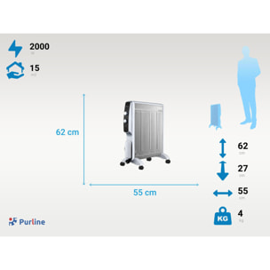 Radiador eléctrico de mica con termostato MR2000W PURLINE 2000 W