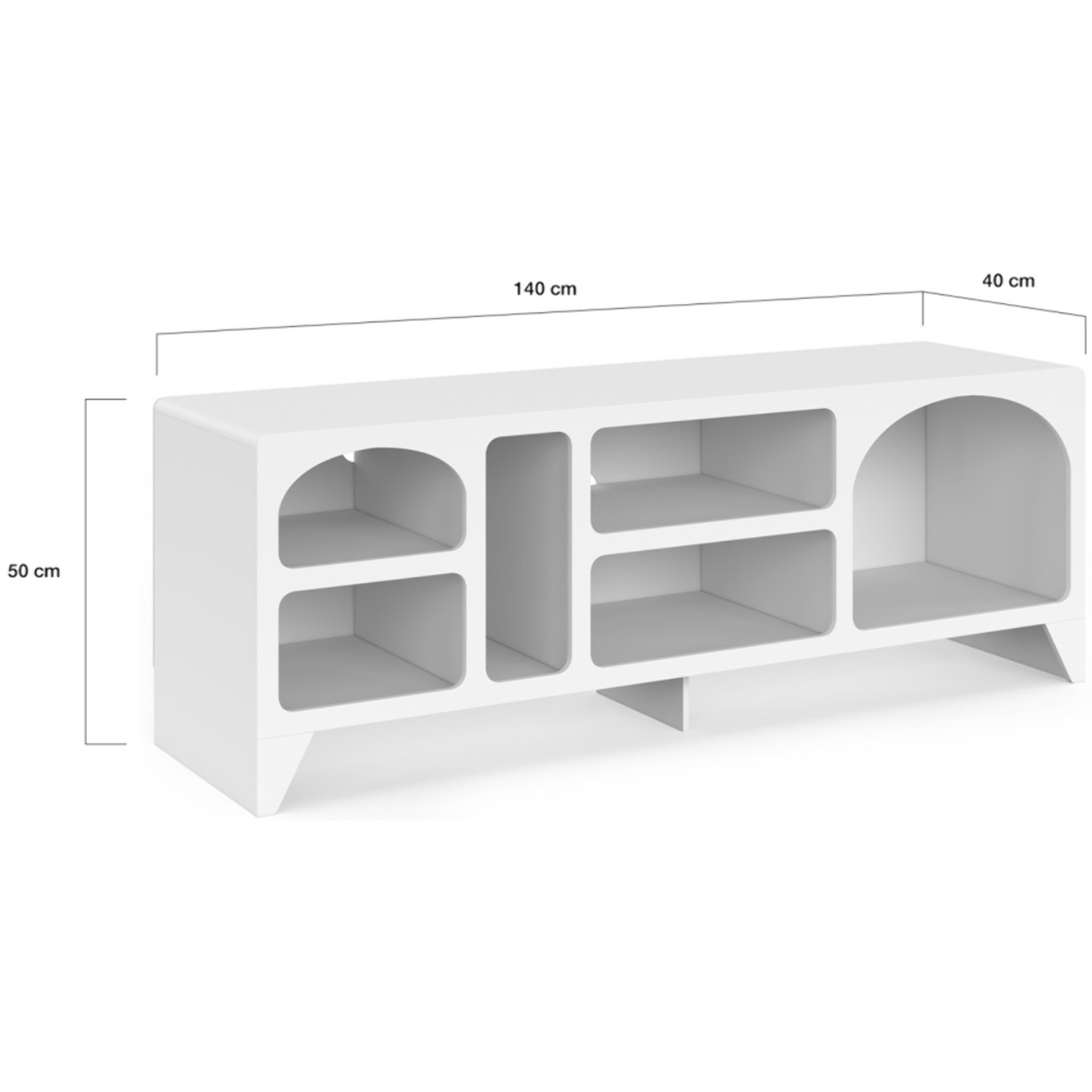 Meuble TV Alanya organique blanc 140cm