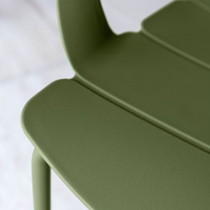 Ensemble de jardin table en bois d'acacia et 8 fauteuils vert MONTAUK