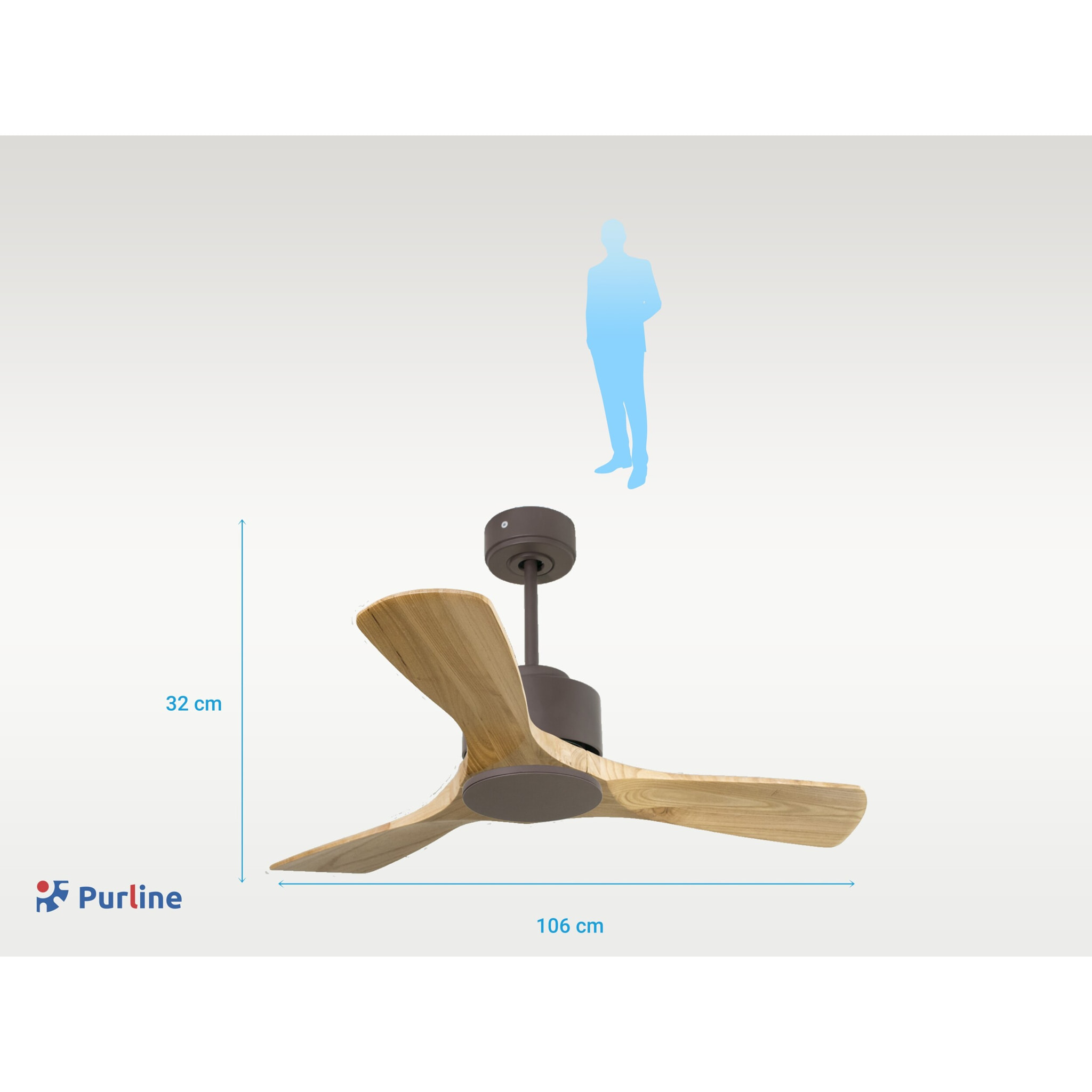 Ventilateur de plafond ø106 cm avec Wifi Réversible Hypersilence 40   W Chocolat