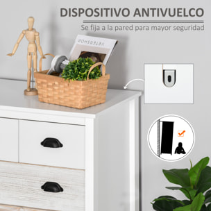 Cómoda con 5 Cajones Cómoda para Dormitorio Moderno con Diseño Anti-vuelco Cajonera para Salón Pasillo 70x38x85 cm Blanco